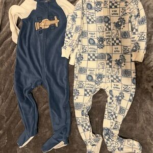 NEW Kids Headquarters Blue & Cream Race Car Footed One-Piece Sleepers (2-Pack)